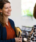 Connecting with people after church.